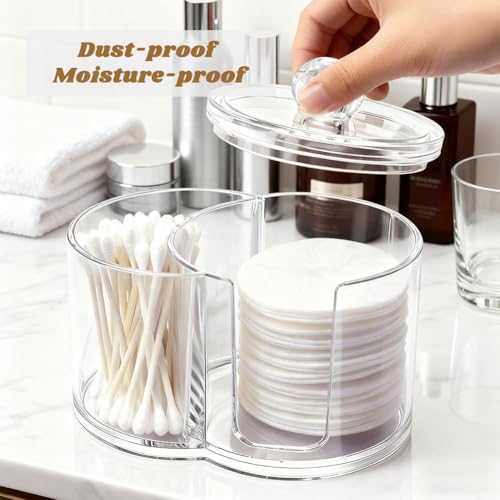 Transparent Q-Tip Holder with Dual Compartments & Dustproof Lid