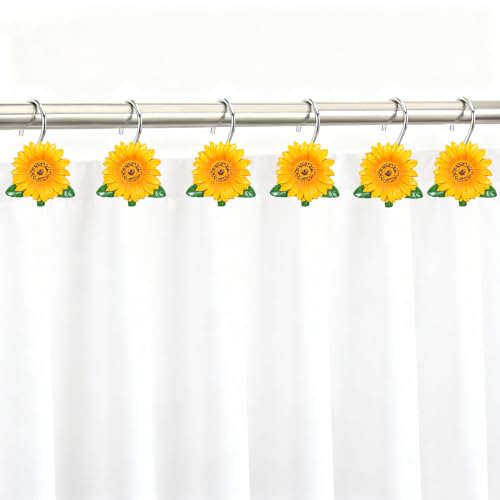 EleCharm Sunflower Shower Curtain Hooks - Anti-Rust Decorative Rings