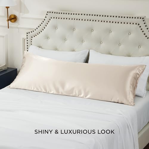 Bedsure 20" x 54" Satin Body Pillowcase - Beige, Soft & Smooth