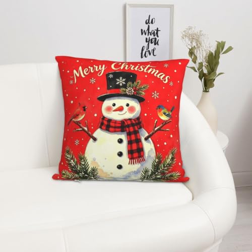 Yellow Christmas Throw Pillow Cover 18x18 Inches Decorative Cushion Case
