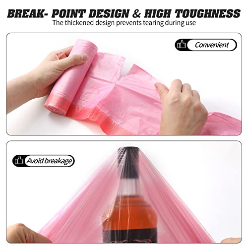 4 Gallon Drawstring Garbage Bags - 60 Count Pink Heavy-Duty Trash Bags