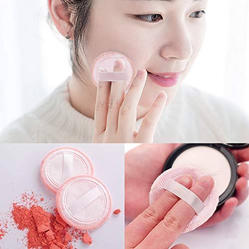 JimKing 5x Cotton Round Makeup Powder Puffs with Ribbon, Orange 3.15 Inch