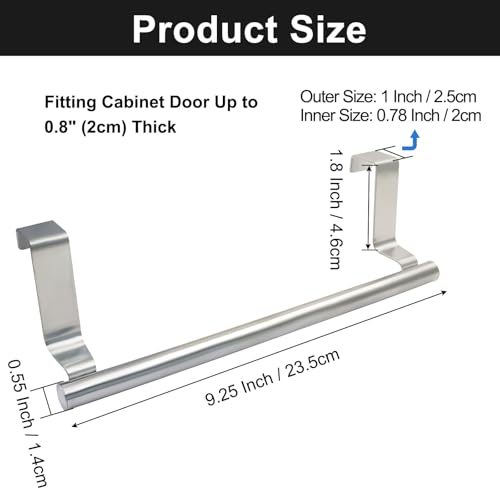 Hitefu Stainless Steel Over-Cabinet Towel Bar - Silver, 4-Pack