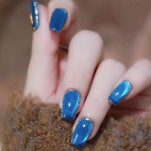 NAILKISS Cat Eye Magnetic Gel Polish Blue 9D Galaxy Glitter with Stick