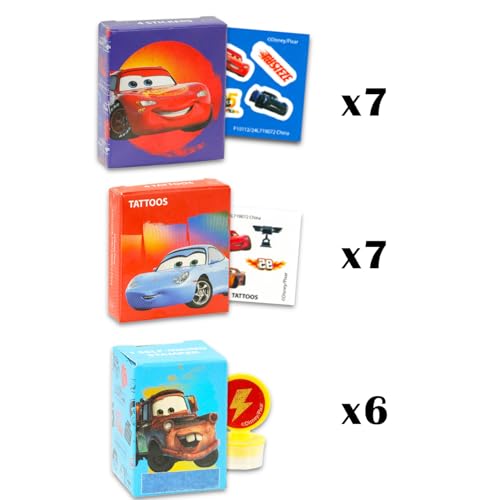Disney Cars Party Favors Bundle - 20 Lightning McQueen Boxes with Stickers, Tattoos & Stampers