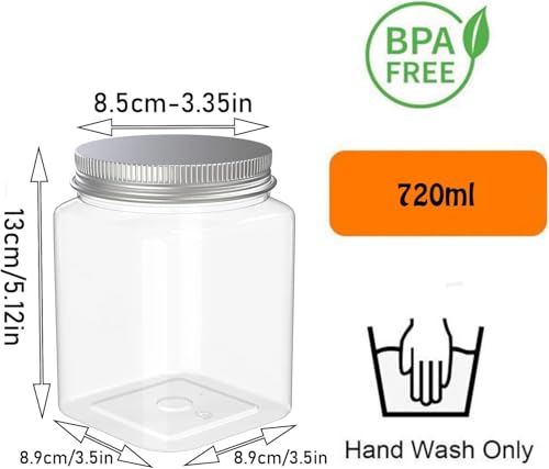 24 Oz Clear Plastic Jars - 2 Pack Refillable Food Storage Containers
