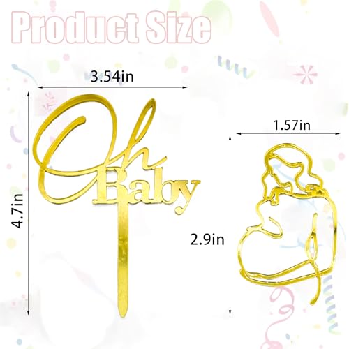 Gold Acrylic Oh Baby Cake Topper Set for Baby Showers