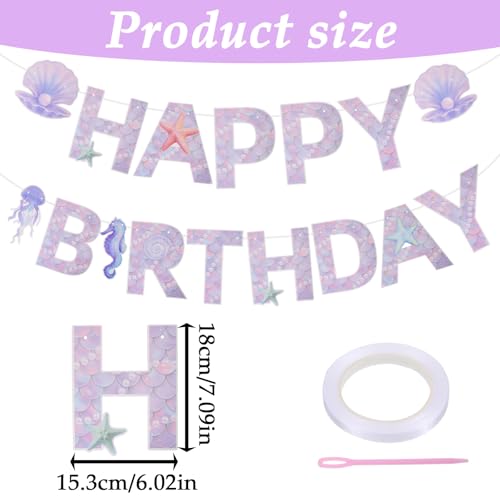 Mermaid Happy Birthday Banner | Under the Sea Party Decor