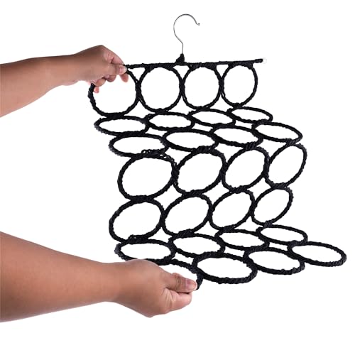 Super Z Outlet Foldable 28-Hole Closet Organizer Hanger - Black (15" x 7.4")