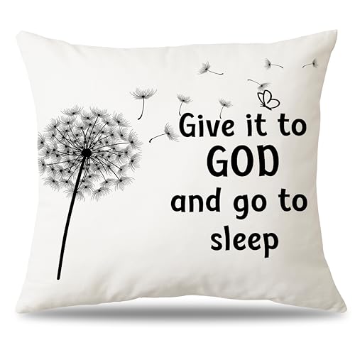 Dandelion Throw Pillow Cover - 'Give it to God' 18x18