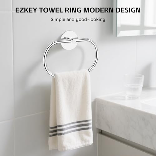 Stainless Steel Hand Towel Holder - Adhesive Wall-Mounted Ring, 2 Packs