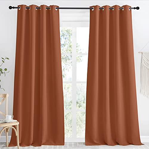 NICETOWN Burnt Orange Blackout Curtain Panel, 55" x 96"