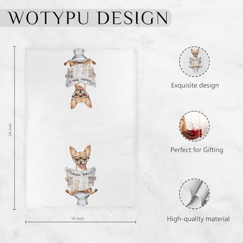 Funny Chihuahua Hand Towels - Decorative 16x24 Inch Kitchen & Bath