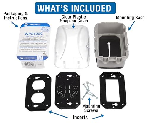 Intermatic WP3100C Weatherproof Outdoor Electrical Outlet Cover - Pack of 2, Standard Duty