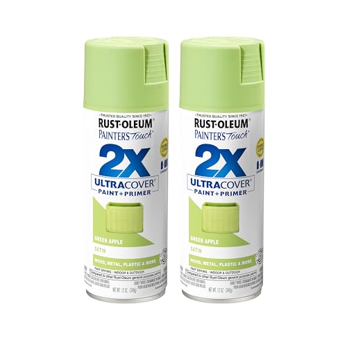 Rust-Oleum Painter's Touch 2X Ultra Cover Spray Paint, Satin Green Apple, 2-Pack