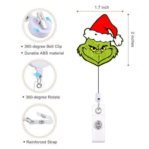 Funny Christmas Badge Reel Santa Glitter Retractable ID Holder for Nurses Teachers Office Staff Variation of THIS listing