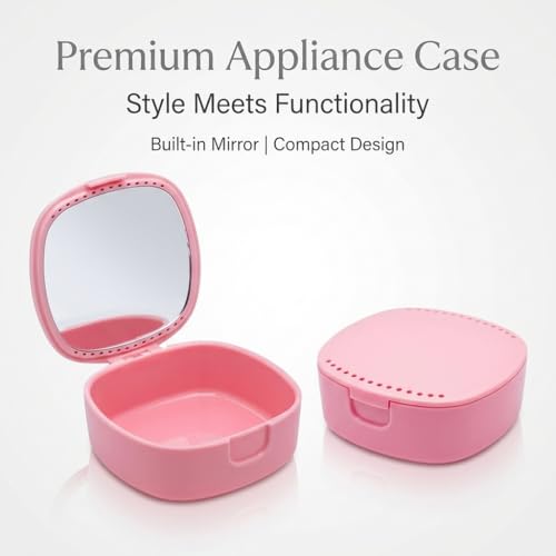 Ocircle Retainer Case with Mirror and Ventilation Holes Pink