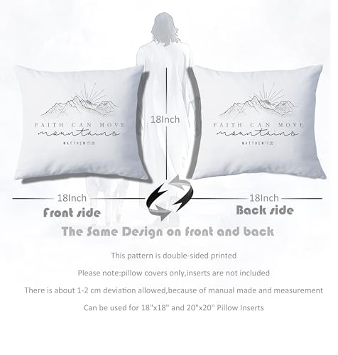 White Bible Pillow Cover 18x18 - Faith Can Move Mountains Decor