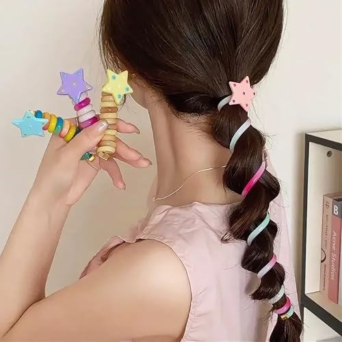 Spiral Hair Ties 4 Pcs Star Braided Telephone Cord Hair Scrunchies