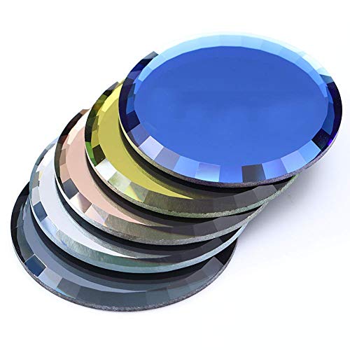 Luzen 5Pcs Round Glass Nail Art Palettes Mirror Gel Polish Mixing Tray