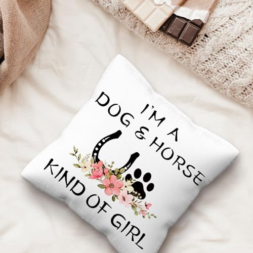 Horse Theme Pillow Cover 18x18 - Flannel Throw Pillow for Cowgirls