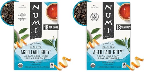 Numi Organic Earl Grey Black Tea Bags - Bergamot, 18 Ct (Pack of 2)