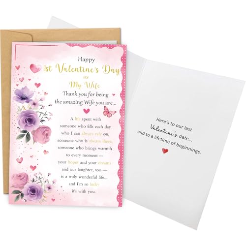 1st Valentines Day Card for Wife from Husband - Romantic Greeting Card