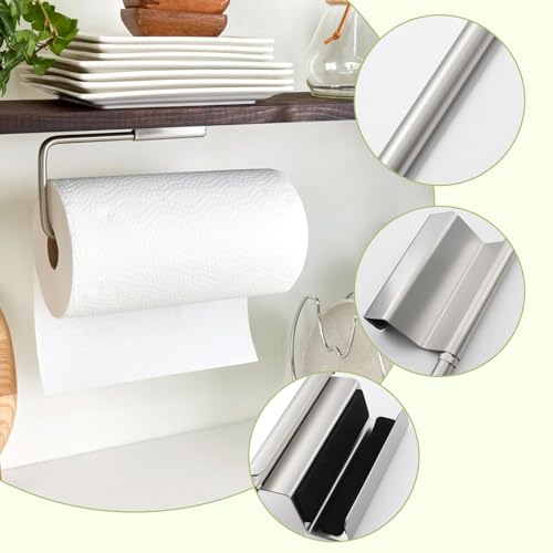 Stainless Steel Over-Cabinet Paper Towel Holder for Kitchen and Bathroom