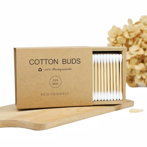 Eco-Friendly Bamboo Cotton Swabs 200pcs Biodegradable Double-Tipped Buds