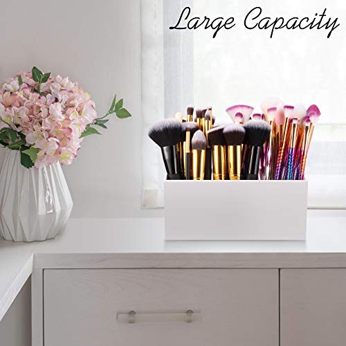 Tbestmax 3-Slot Makeup Brush Holder Organizer - White Cosmetic Storage Bin