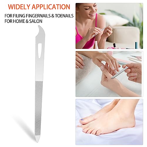 Mozeat Lens Stainless Steel Nail File Set, 6-Piece Double Sided Metal Files with Cleaner Tip for Natural and Acrylic Nails