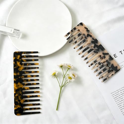 Wide Tooth Detangling Comb Tortoise Shell Anti-Static Hair Comb