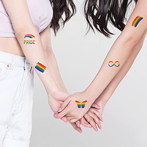 CCINEE 40 Sheets Rainbow Temporary Tattoos LGBT Pride Festival Stickers