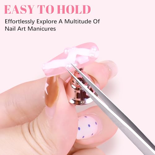 JUSTOTRY Pink Magnetic Nail Practice Stand Holder Kit for Press Ons