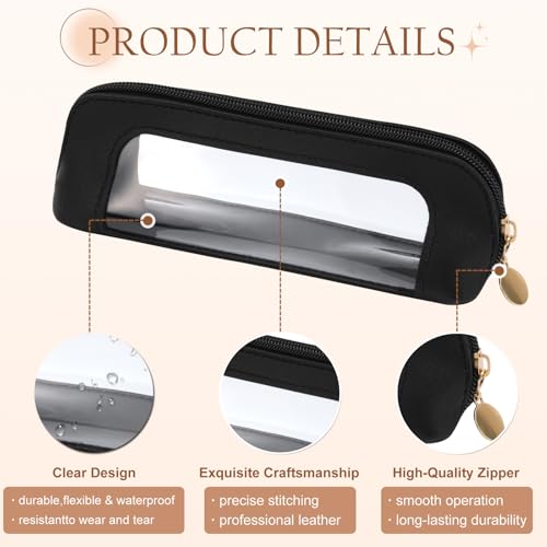 Clear Makeup Bag Waterproof Travel Cosmetic Organizer and Brush Bag Black