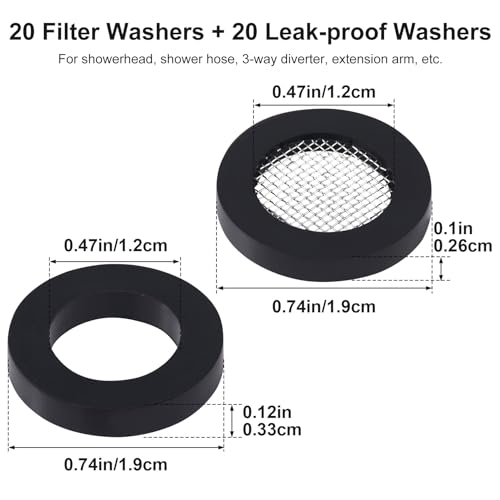 PAGOW 40pcs Shower Head Screen Filter Gaskets & Rubber Washers