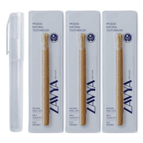 Zavya Natural Miswak Brush Set - 3 Pack with Holder