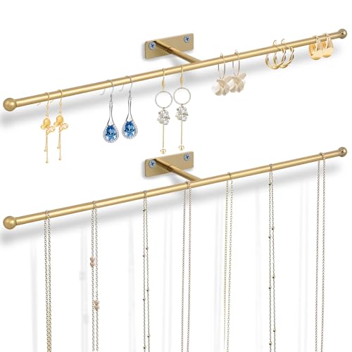 DTMNEP Gold Wall Hanging Jewelry Organizer for Necklaces & Accessories - 14.5"