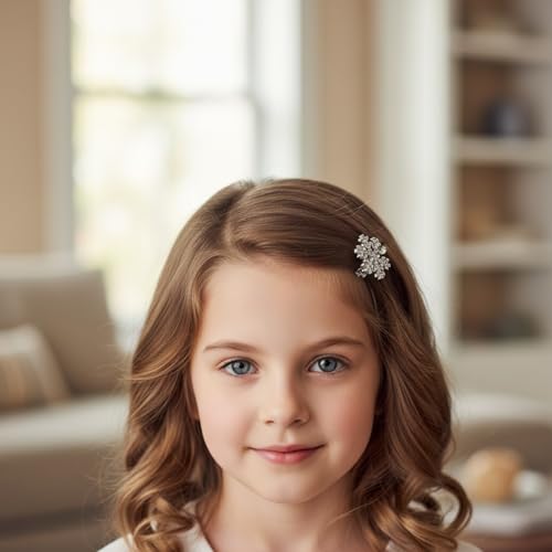 Silver Rhinestone Snowflake Alligator Hair Clips 5Pcs