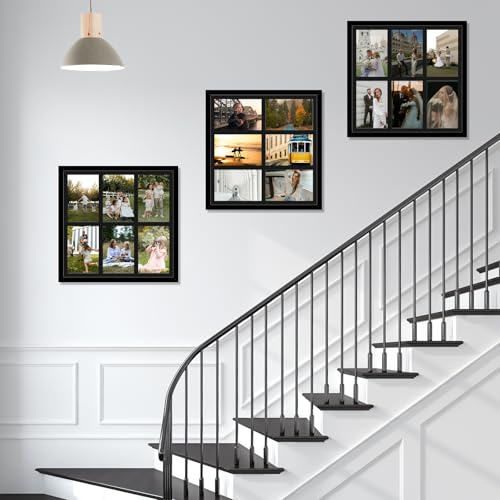 13x13 Collage Picture Frame, Holds 6 4x6 Photos or One 13x13 Print, Black