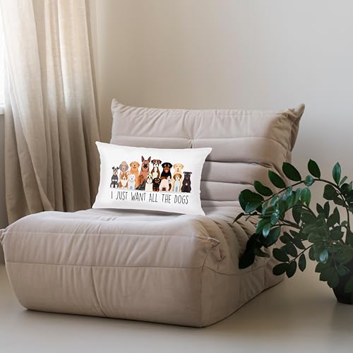 Funny Cartoon Dog Throw Pillow Cover - 12x20 Inches, Gift for Dog Lovers