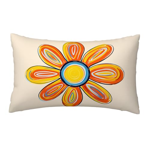 GSRONY Floral Watercolor Throw Pillow Cover 12x20 Inch Lumbar Cushion Case