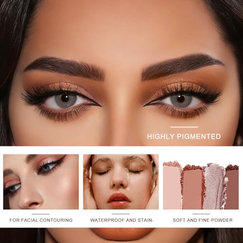 Houksouml 4-Pack Neutral Brown Eyeshadow Set - Matte & Glitter