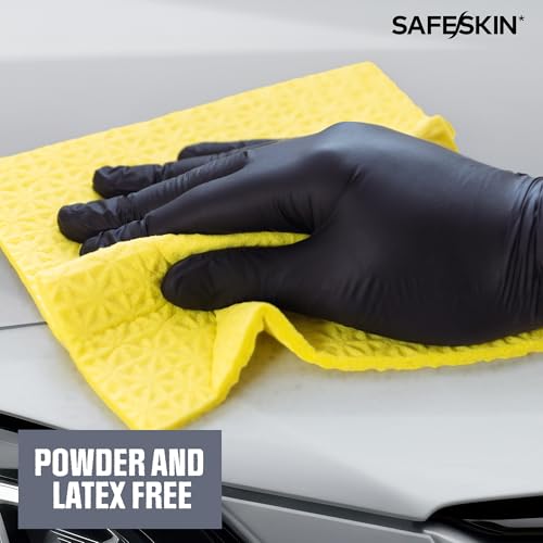 SAFESKIN Ultralight Disposable Nitrile Gloves - Large Black - 100 Count