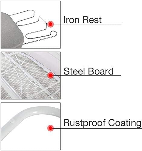 STORAGE MANIAC Tabletop Ironing Board - Durable All-Iron Frame with Iron Rest & Silver Metallic Cover - Silver Grey