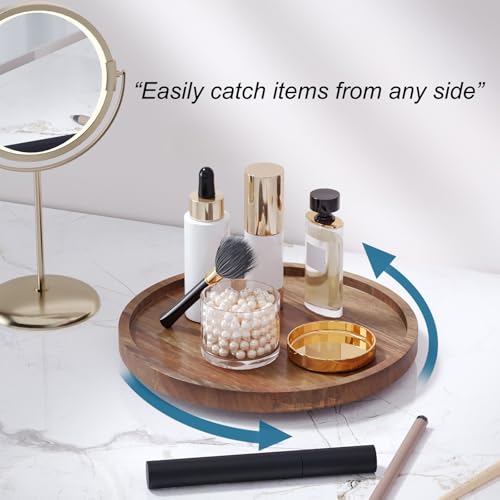 VERTORGAN Bamboo Lazy Susan Organizer - 360° Rotating Tray, 8.6 Inch