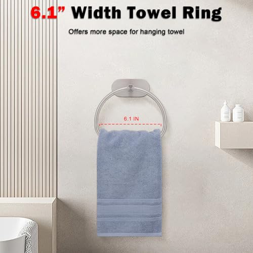 Livabber Brushed Nickel Towel Ring - 304 Stainless Steel Self-Adhesive