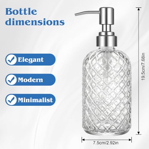 Glass Soap Dispenser Refillable Pump for Bathroom & Kitchen - Clear