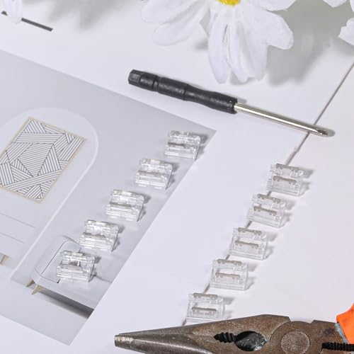 20 Pack COB LED Strip Connectors - 10mm 2 Pin Transparent Connectors