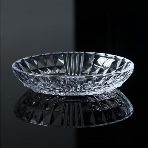 Iyulania Clear Glass Soap Dish, Oval Decorative Bar Soap Holder